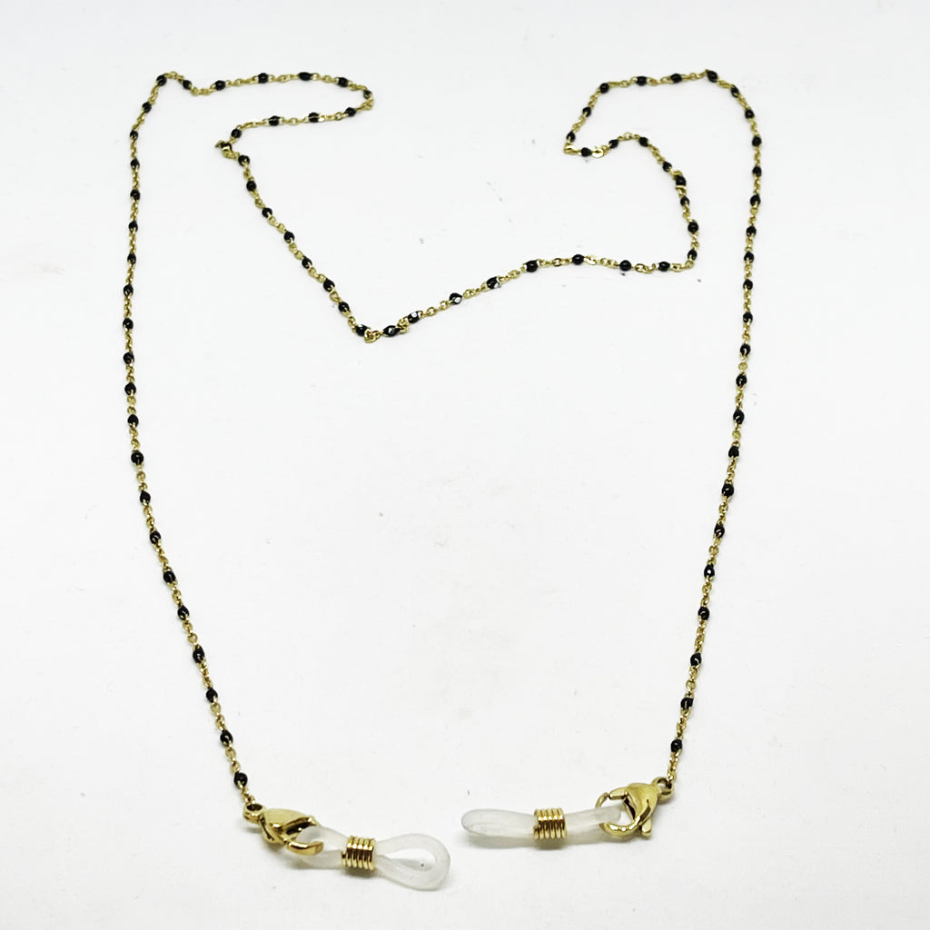 Chaîne de Lunettes Petites Perles Noires