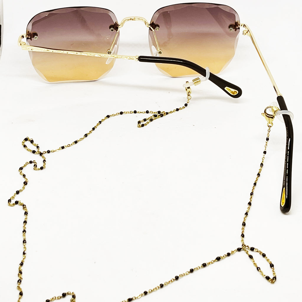 Chaîne de Lunettes Petites Perles Noires