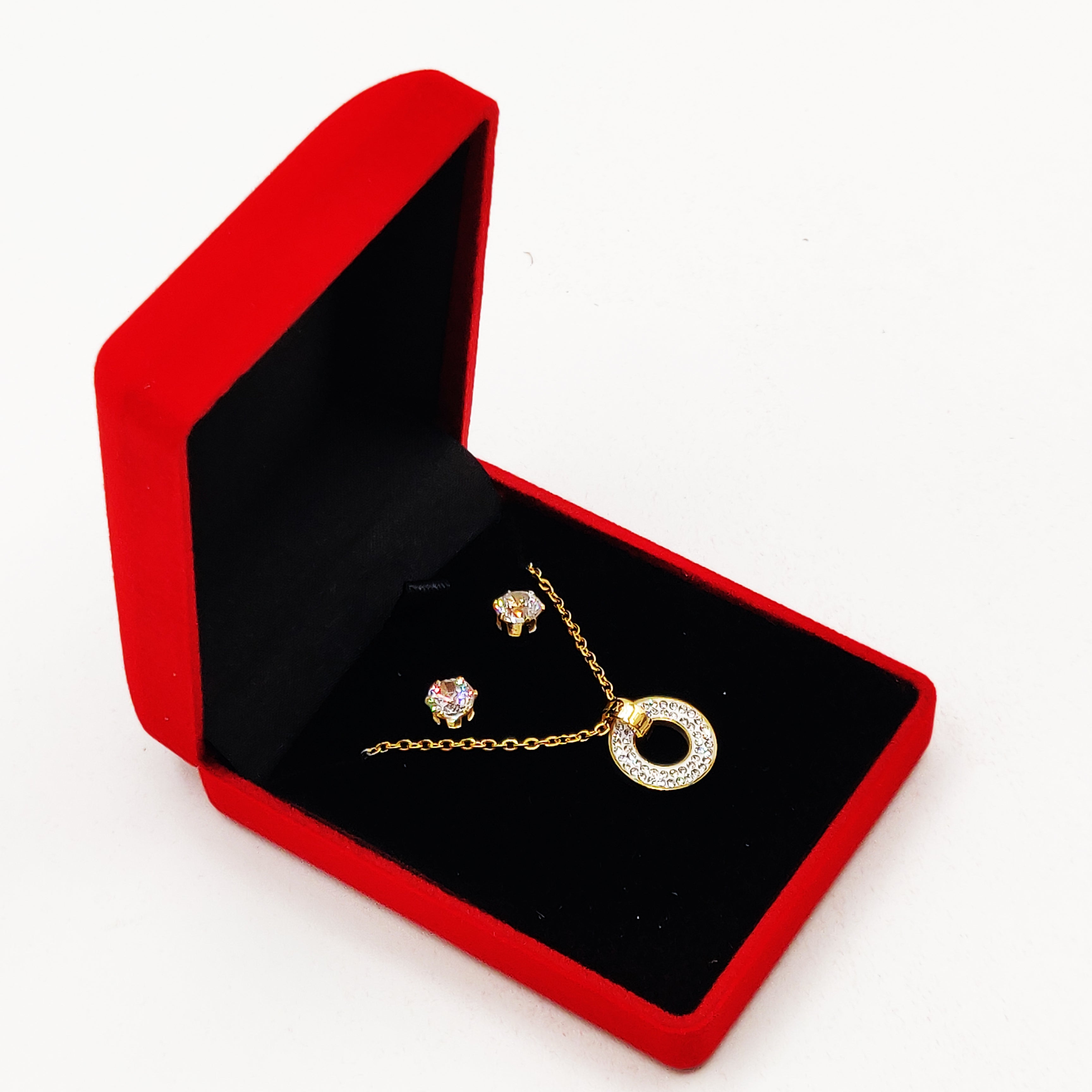 Coffret Collier et Boucles d'oreilles Cercle Cristaux