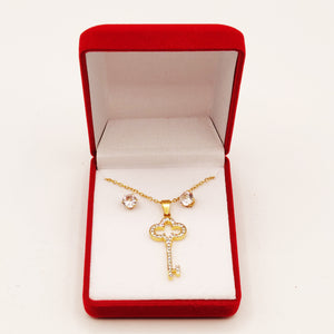 Coffret Collier et Boucles d'oreilles Clé Cristaux