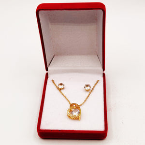 Coffret Collier et Boucles d'oreilles Coeur Cristal