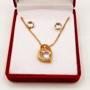 Coffret Collier et Boucles d'oreilles Coeur Cristal
