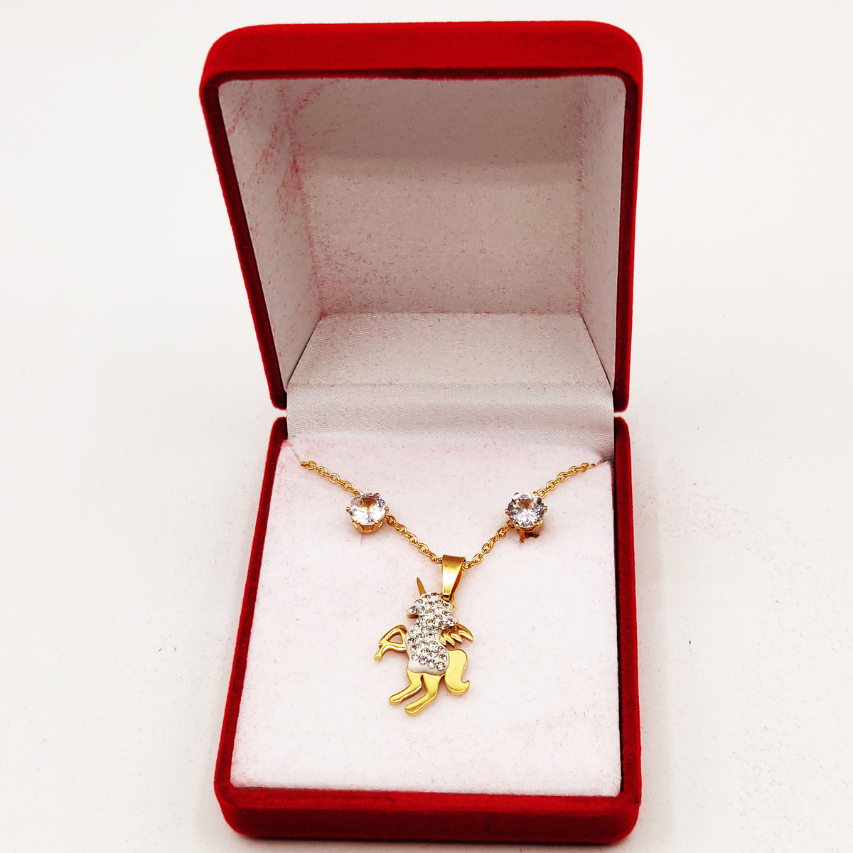 Coffret Collier et Boucles d'oreilles Licorne Cristaux