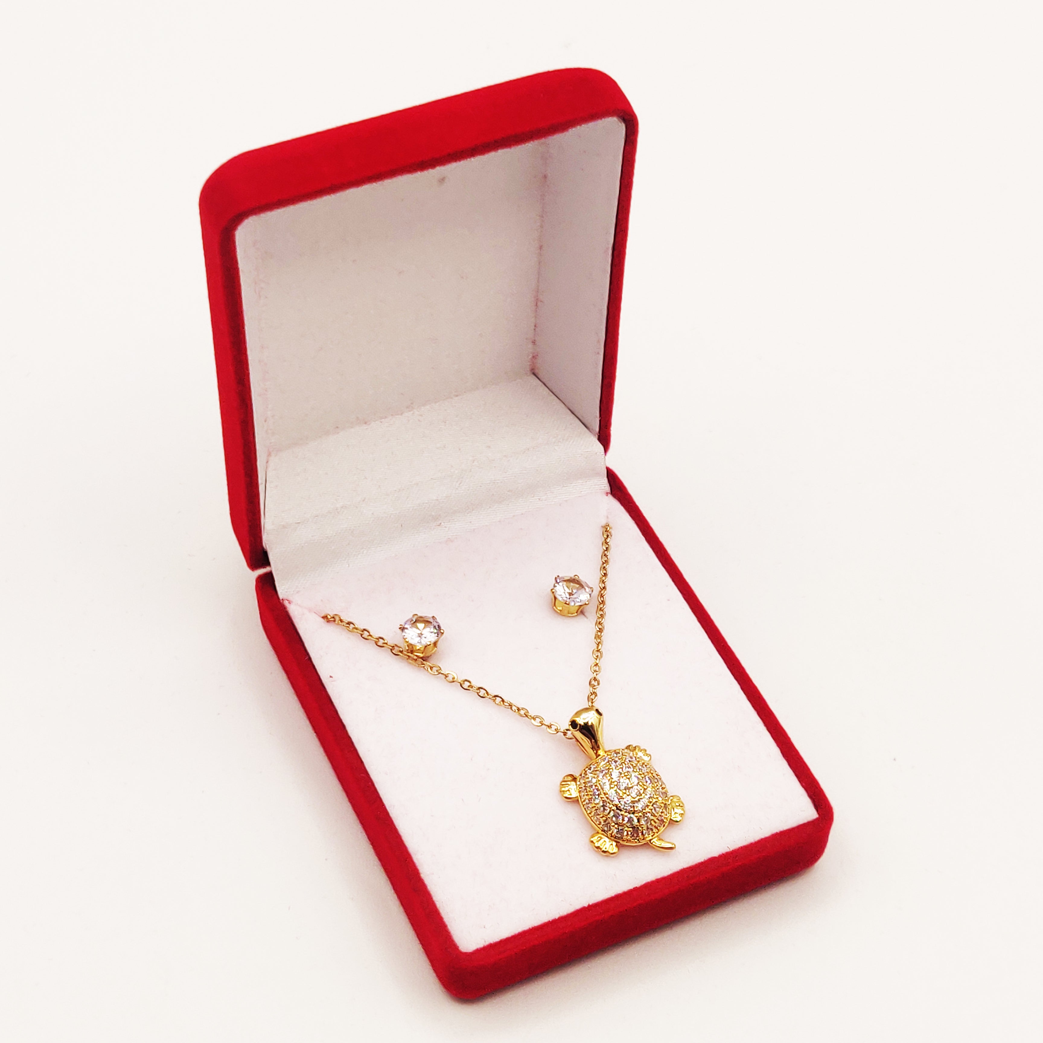 Coffret Collier et Boucles d'oreilles Tortue Cristaux