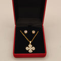 Coffret Collier et Boucles d'oreilles Trèfle à 4 Feuilles Cristaux