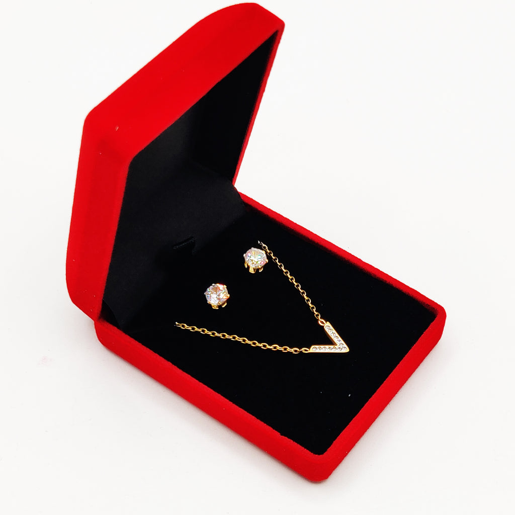 Coffret Collier et Boucles d'oreilles V Cristaux