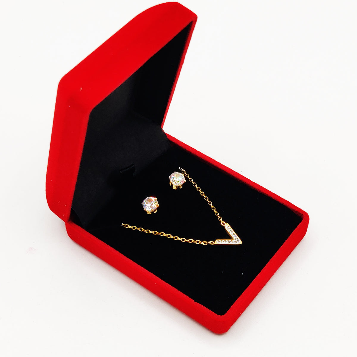 Coffret Collier et Boucles d'oreilles V Cristaux