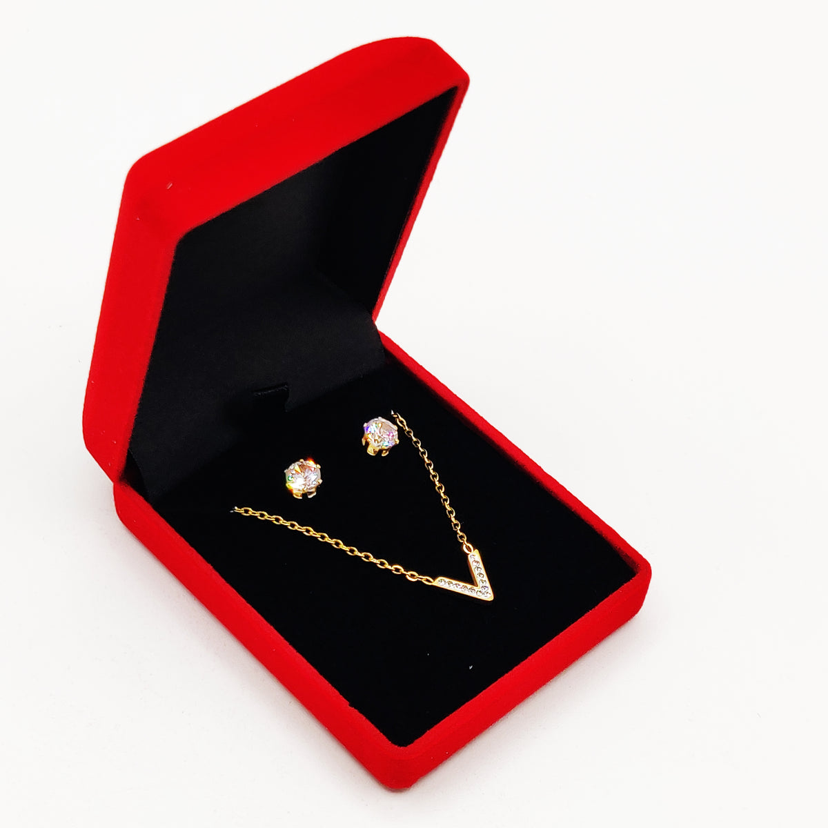 Coffret Collier et Boucles d'oreilles V Cristaux