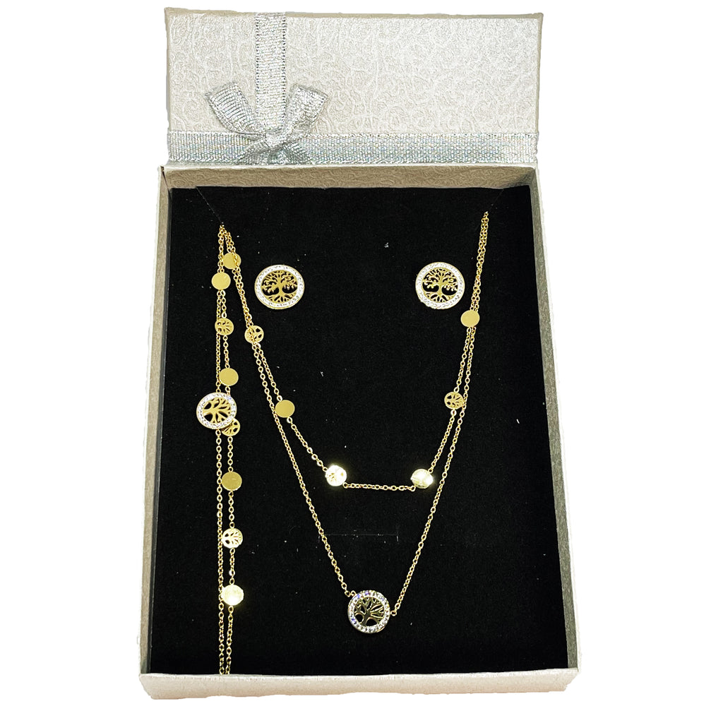 Coffret Ensemble Collier et Bracelet Eden Double avec Boucles d'oreilles Eden