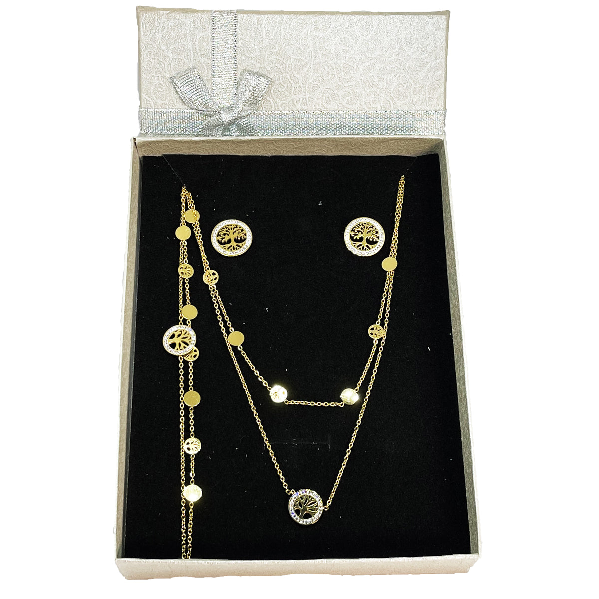 Coffret Ensemble Collier et Bracelet Eden Double avec Boucles d'oreilles Eden