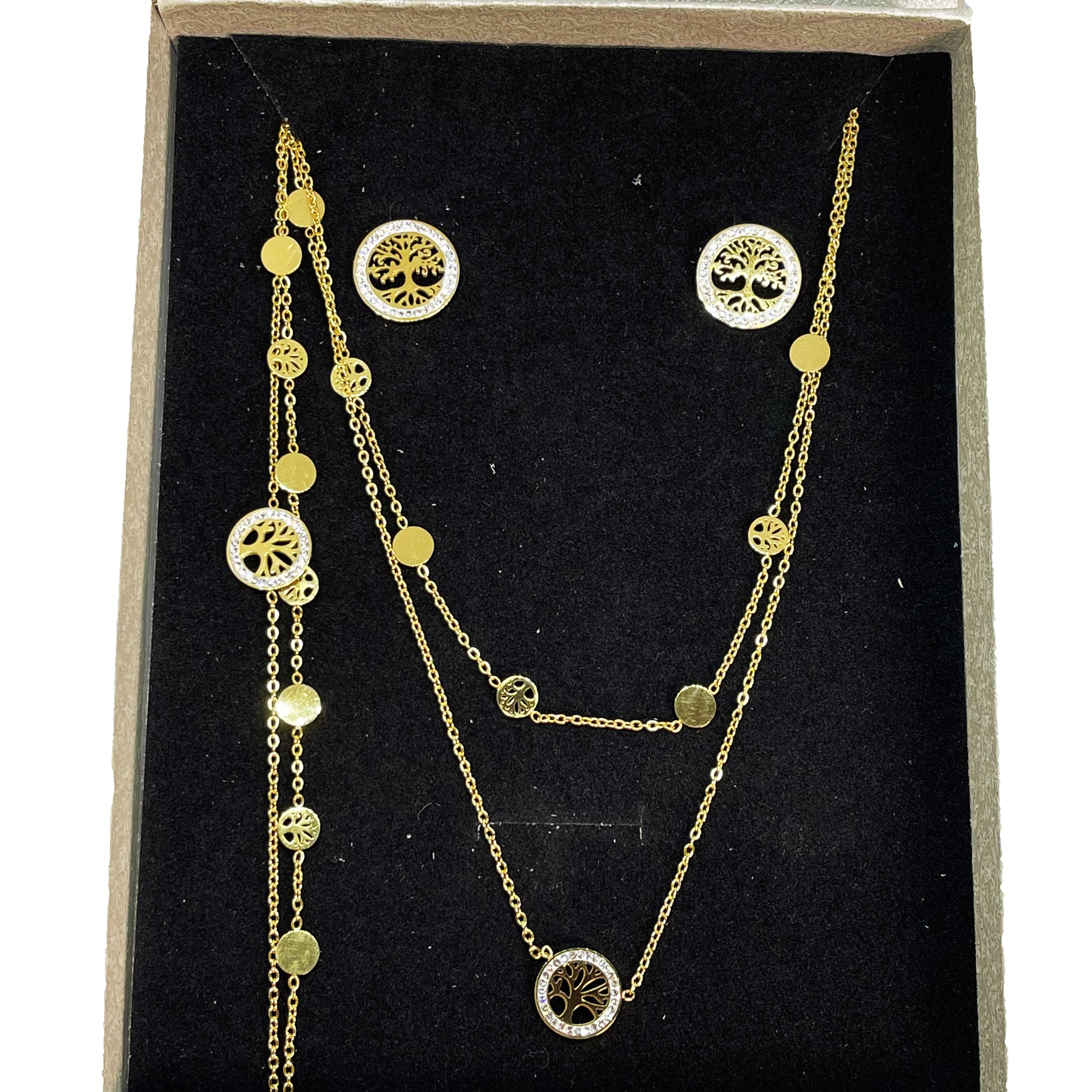 Coffret Ensemble Collier et Bracelet Eden Double avec Boucles d'oreilles Eden