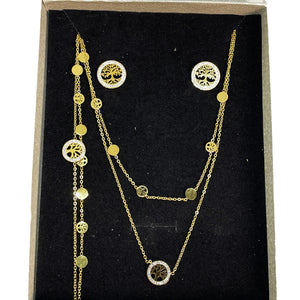 Coffret Ensemble Collier et Bracelet Eden Double avec Boucles d'oreilles Eden