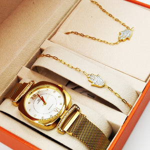 Coffret Giorgio & Dario EU6387 Fond Blanc avec Collier et Bracelet Main de Fatma Cristaux