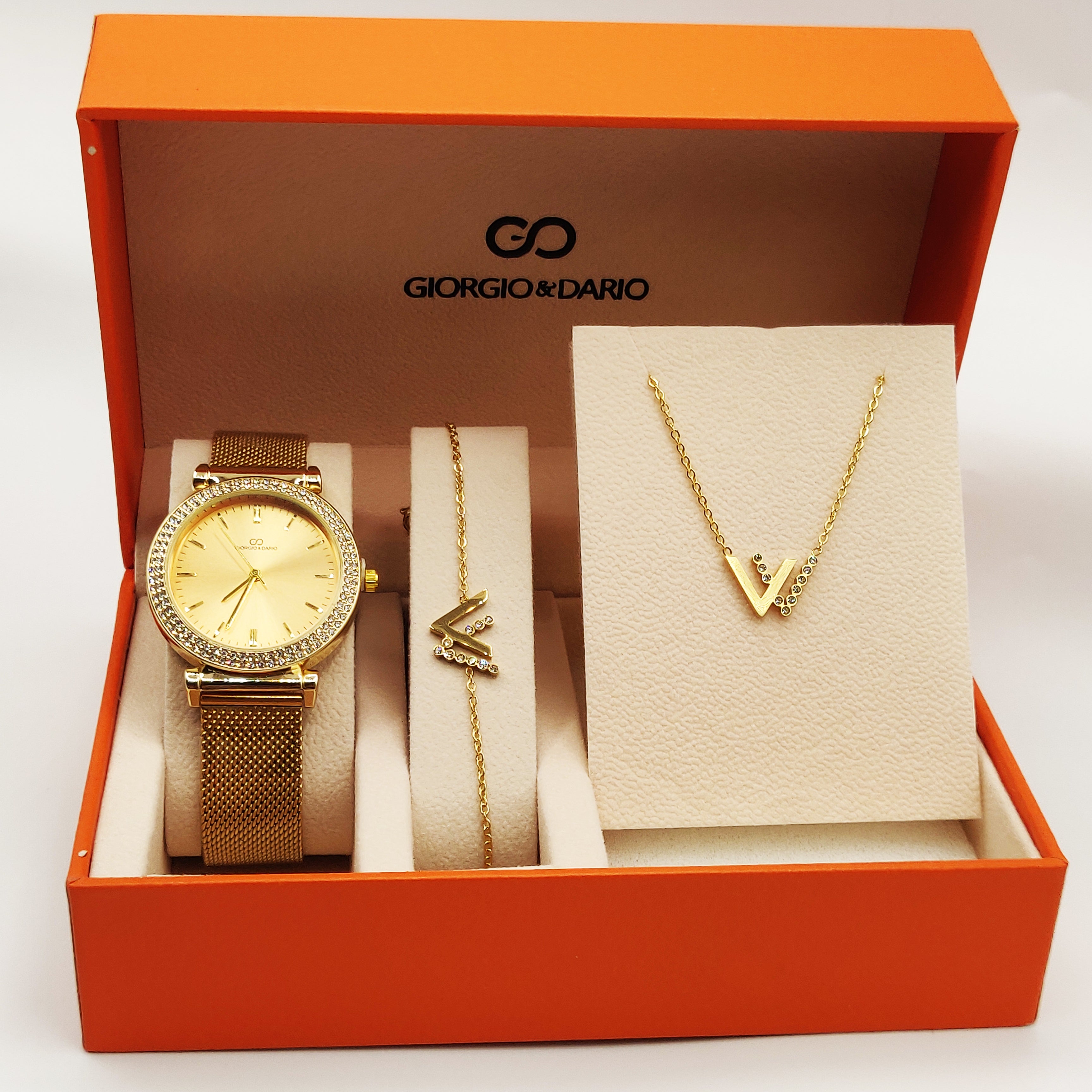 Coffret Montre Giorgio & Dario GDM200761 avec Collier et Bracelet Double V