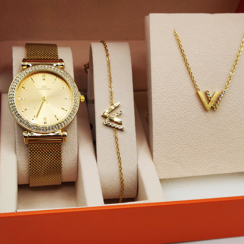 Coffret Montre Giorgio & Dario GDM200761 avec Collier et Bracelet Double V