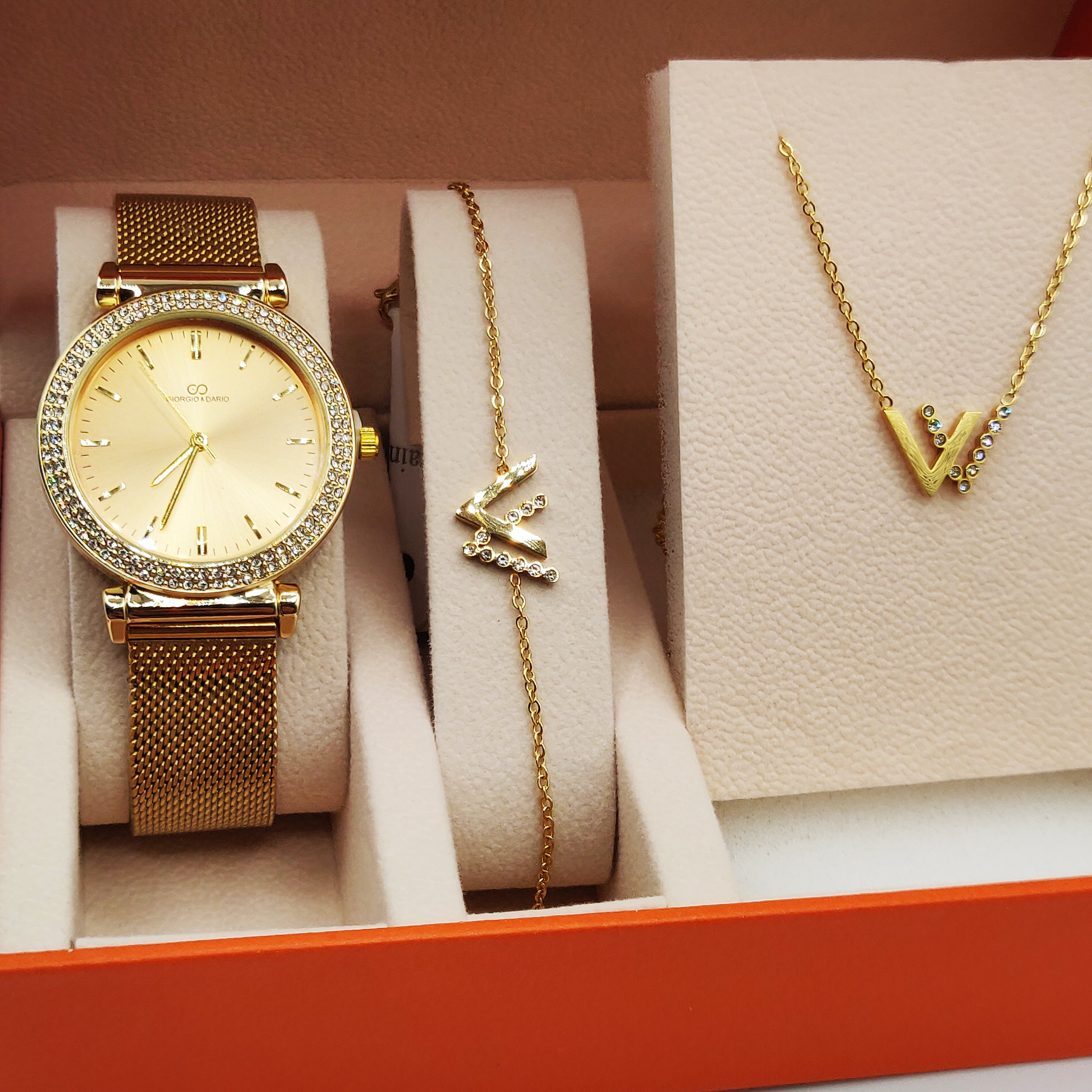 Coffret Montre Giorgio & Dario GDM200761 avec Collier et Bracelet Double V