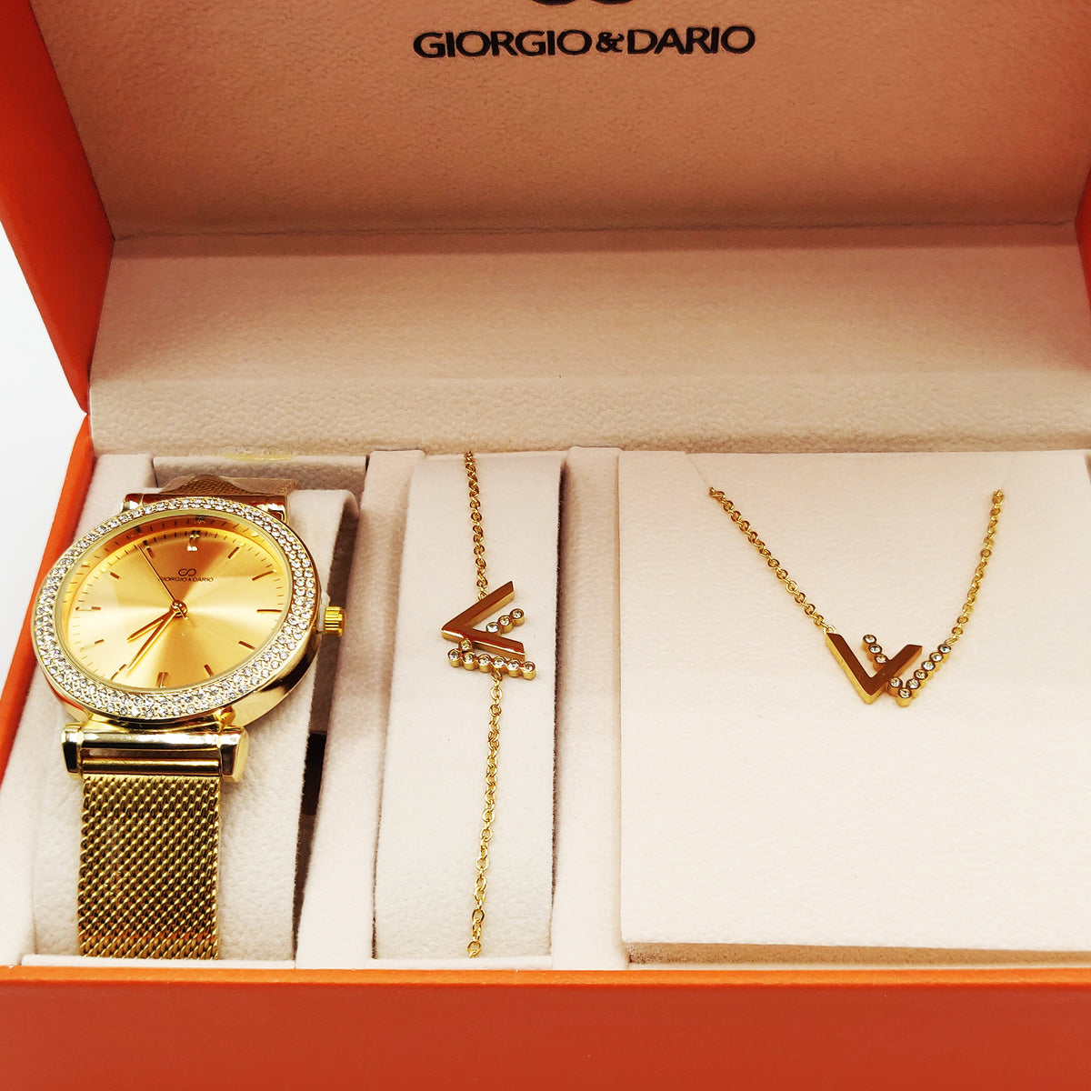 Coffret Montre Giorgio & Dario GDM200761 avec Collier et Bracelet Double V