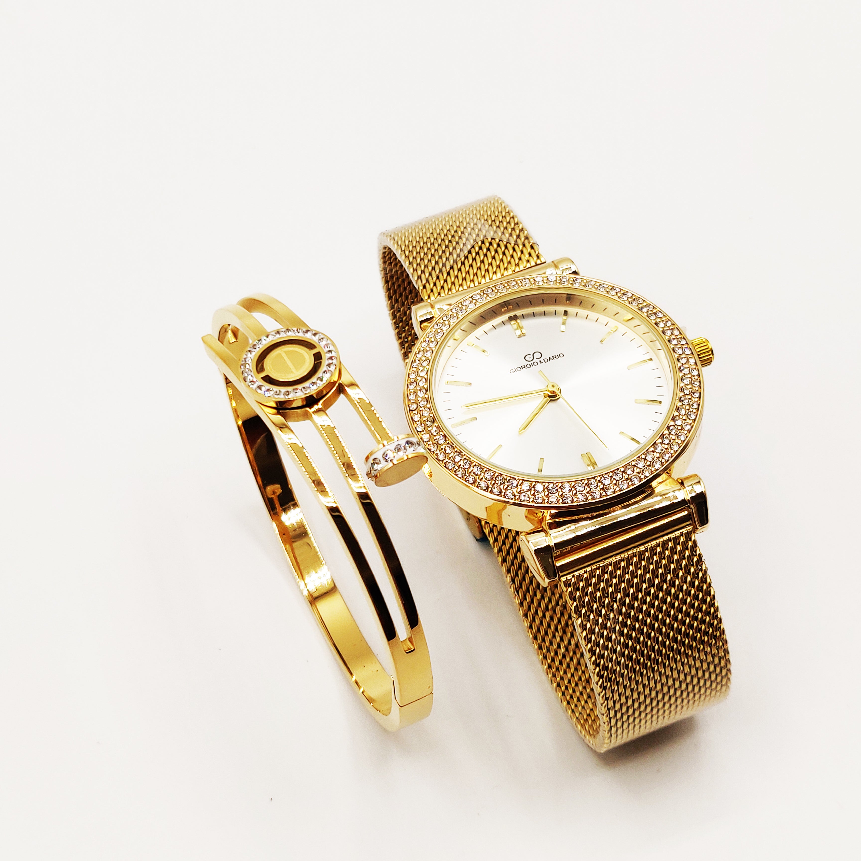 Coffret Montre Giorgio & Dario GDM200761 avec Bracelet Rigide Clou et Vis Luxe