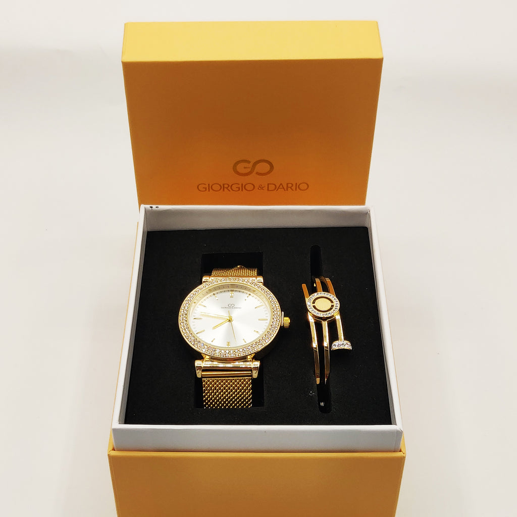 Coffret Montre Giorgio & Dario GDM200761 avec Bracelet Rigide Clou et Vis Luxe