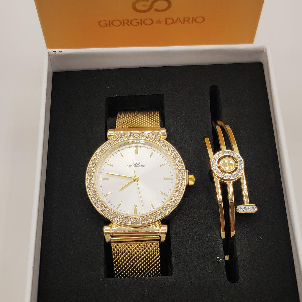 Coffret Montre Giorgio & Dario GDM200761 avec Bracelet Rigide Clou et Vis Luxe