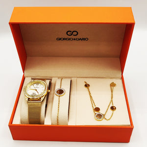 Coffret Montre Giorgio & Dario 3865 Fond Blanc avec Collier et Bracelet Eden Double