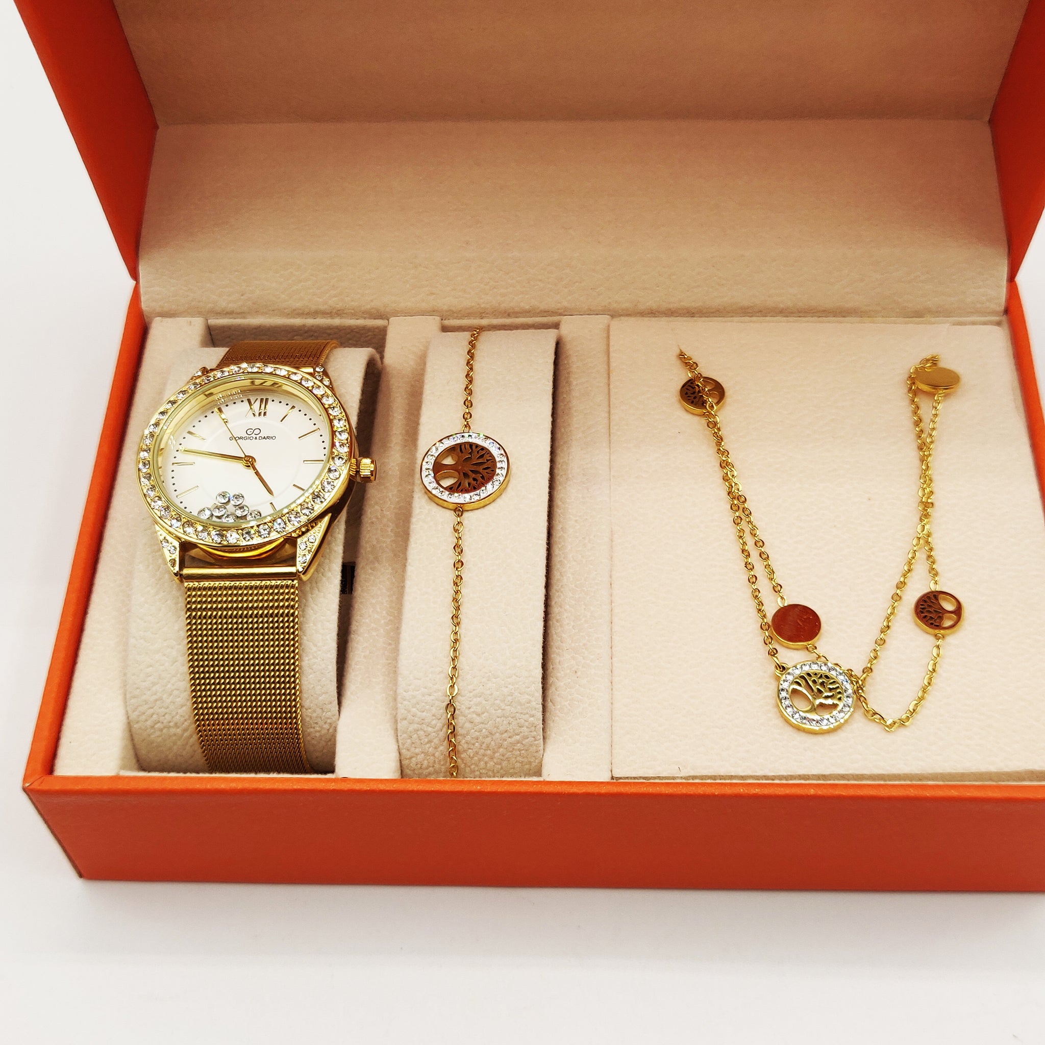 Coffret Montre Giorgio & Dario 3865 Fond Blanc avec Collier et Bracelet Eden Double