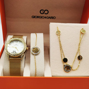 Coffret Montre Giorgio & Dario 3865 Fond Blanc avec Collier et Bracelet Eden Double