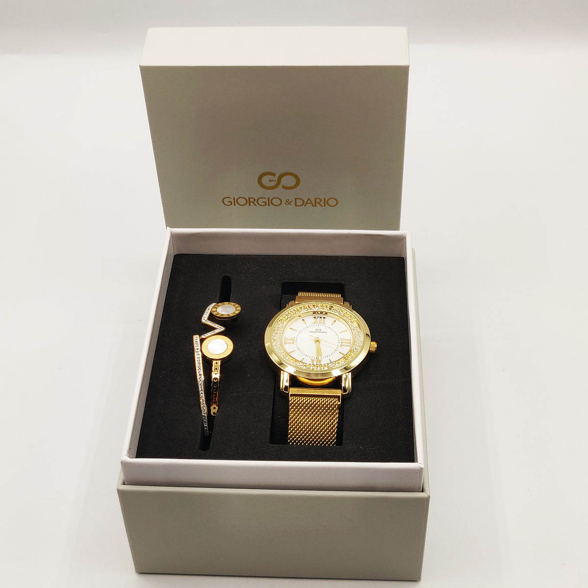Coffret Montre Giorgio & Dario 4435 Fond Blanc avec Bracelet Rigide V Luxe