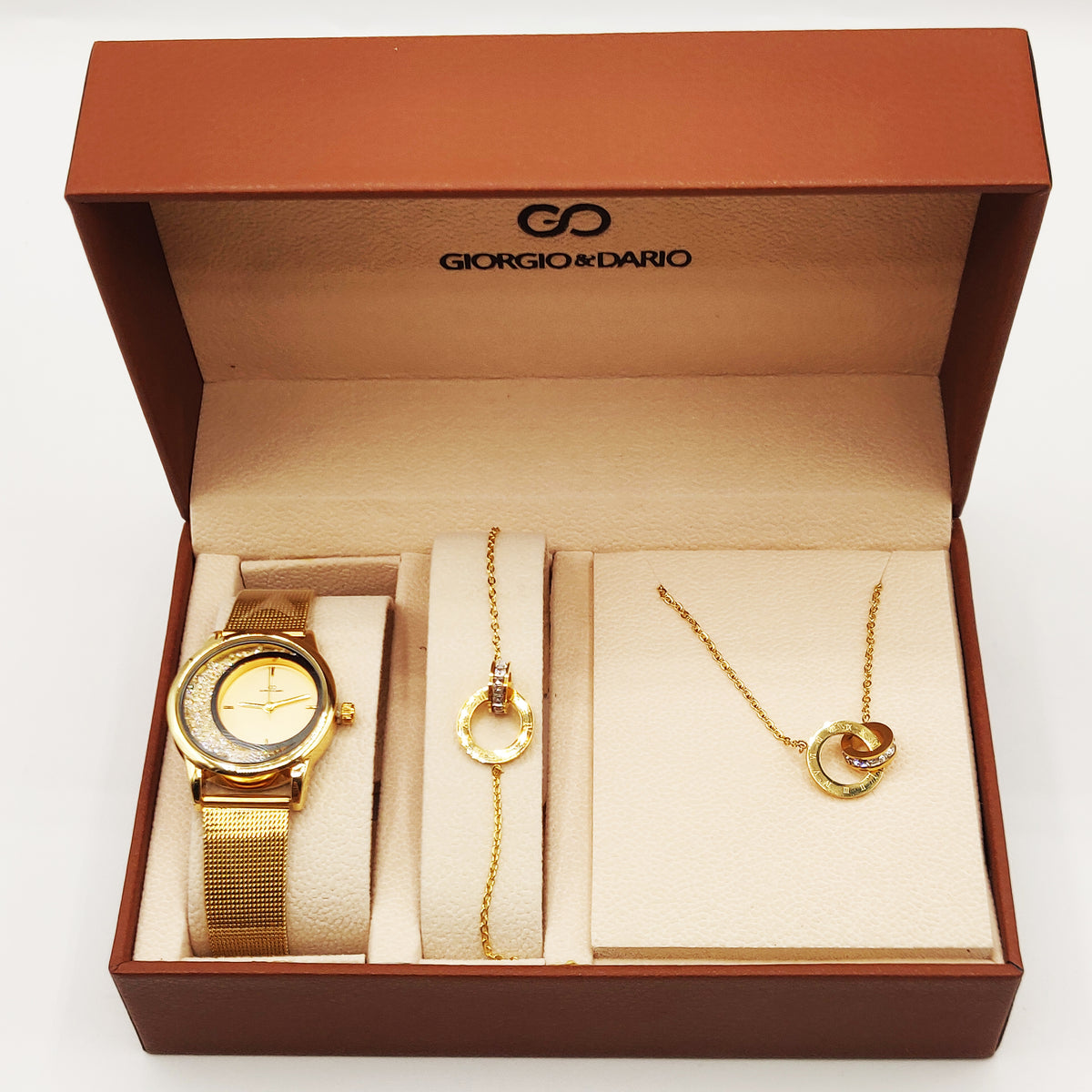 Coffret Montre Giorgio & Dario 5669 avec Collier et Bracelet Romain Cercle