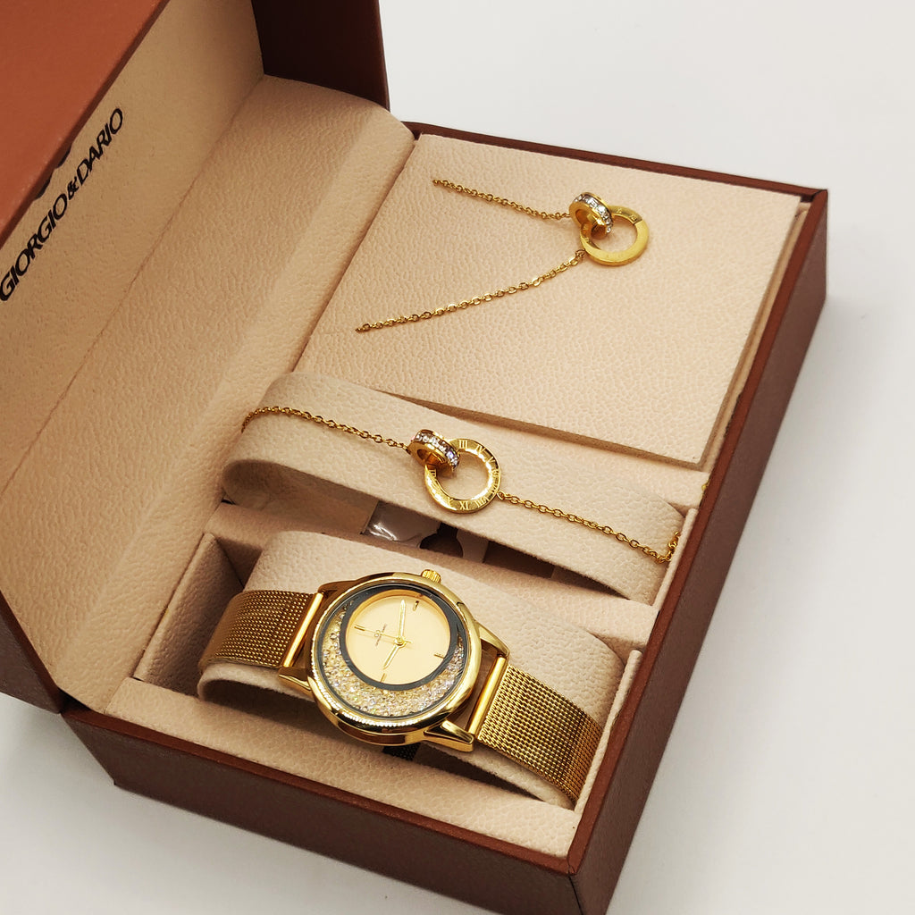 Coffret Montre Giorgio & Dario 5669 avec Collier et Bracelet Romain Cercle