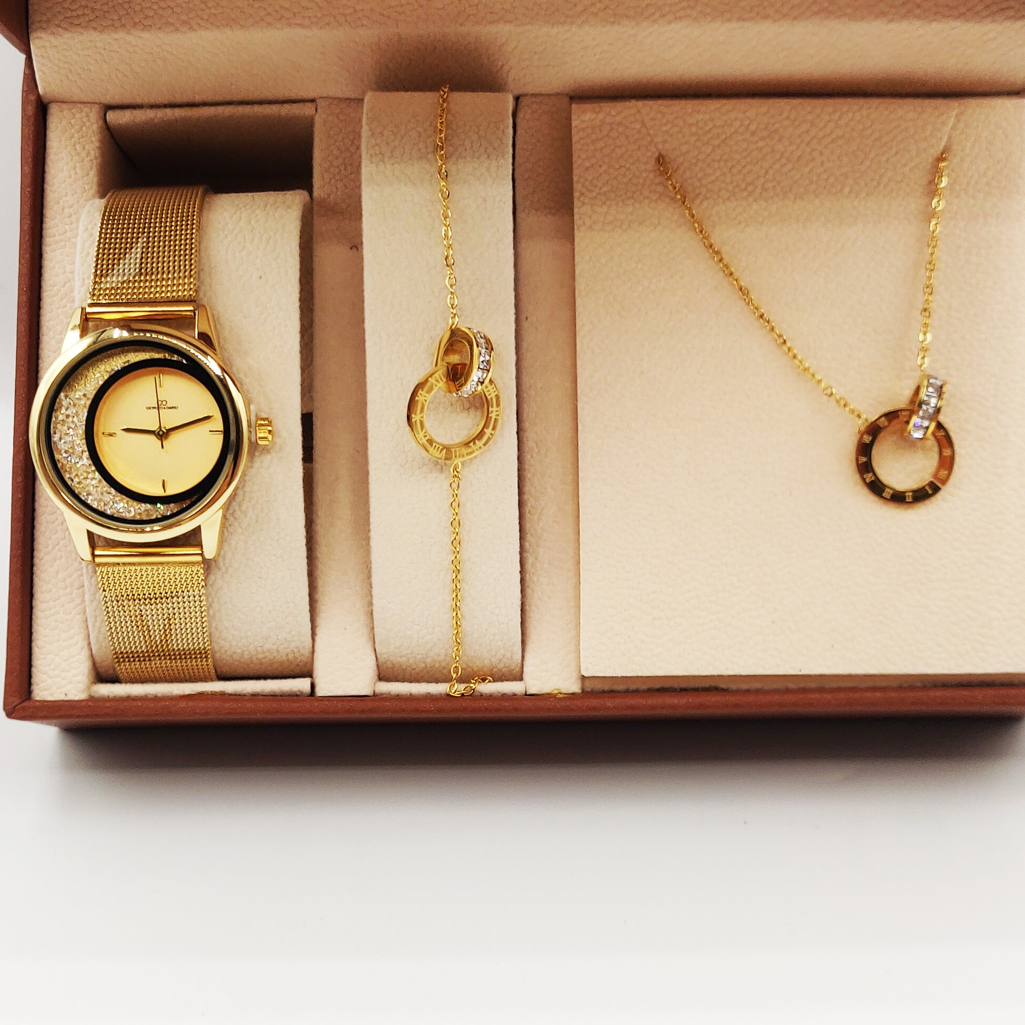 Coffret Montre Giorgio & Dario 5669 avec Collier et Bracelet Romain Cercle
