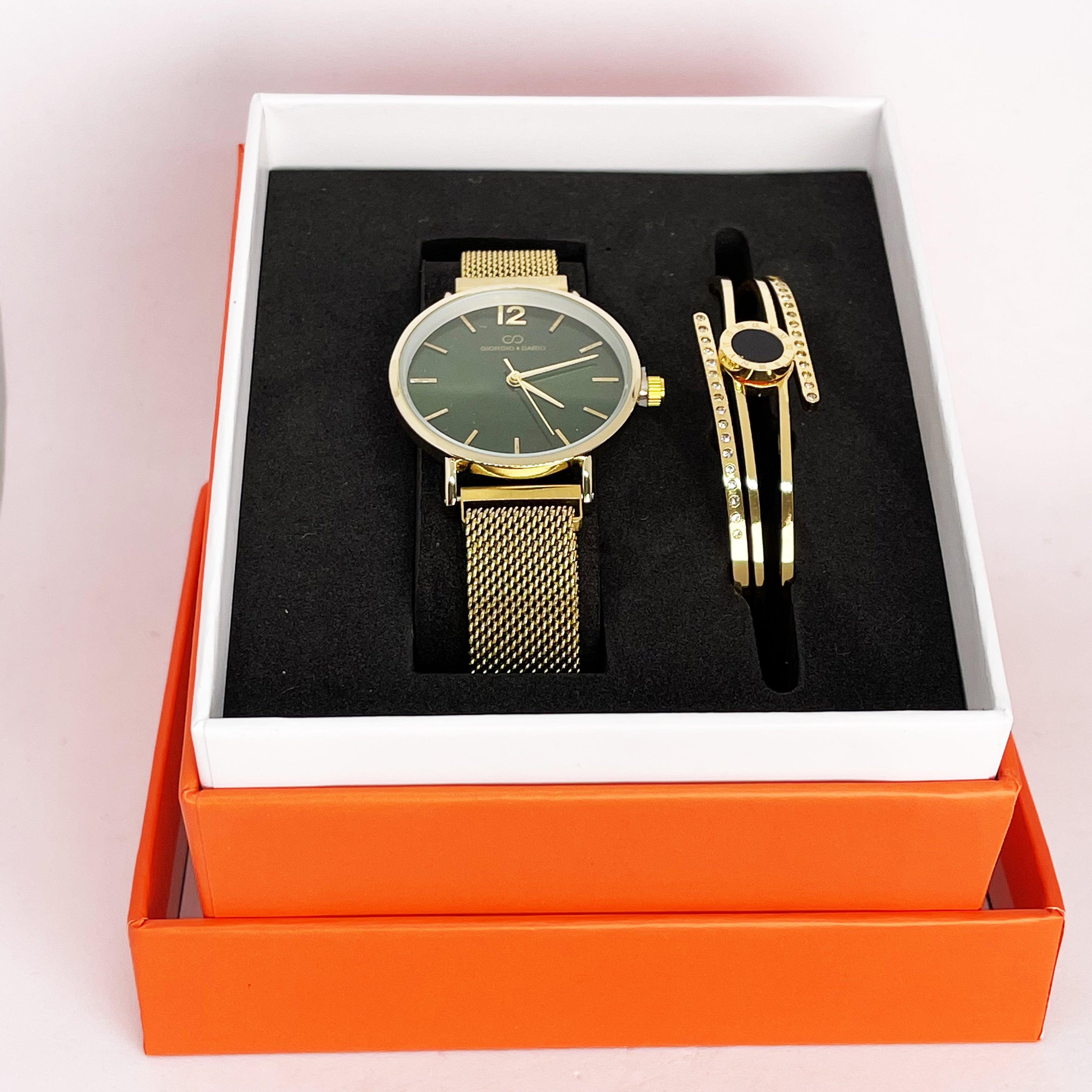 Coffret Montre Giorgio & Dario 5691 avec Bracelet Romain Double Lignes Cristaux