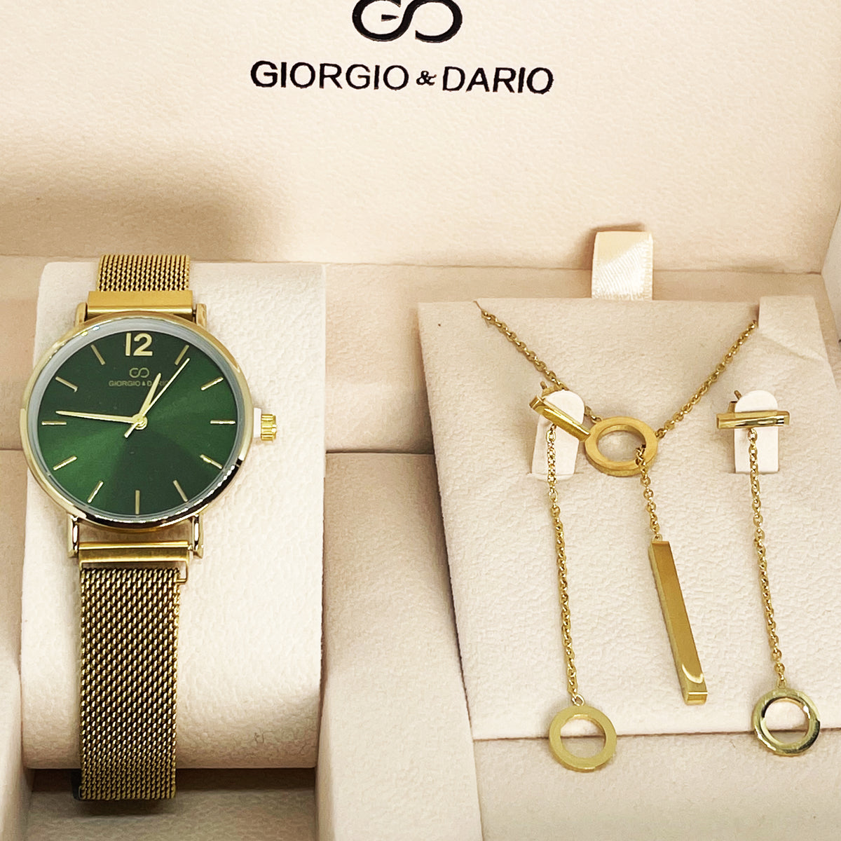 Coffret Montre Giorgio & Dario 5691 avec Collier et Boucles d'oreilles Cercles et Barre