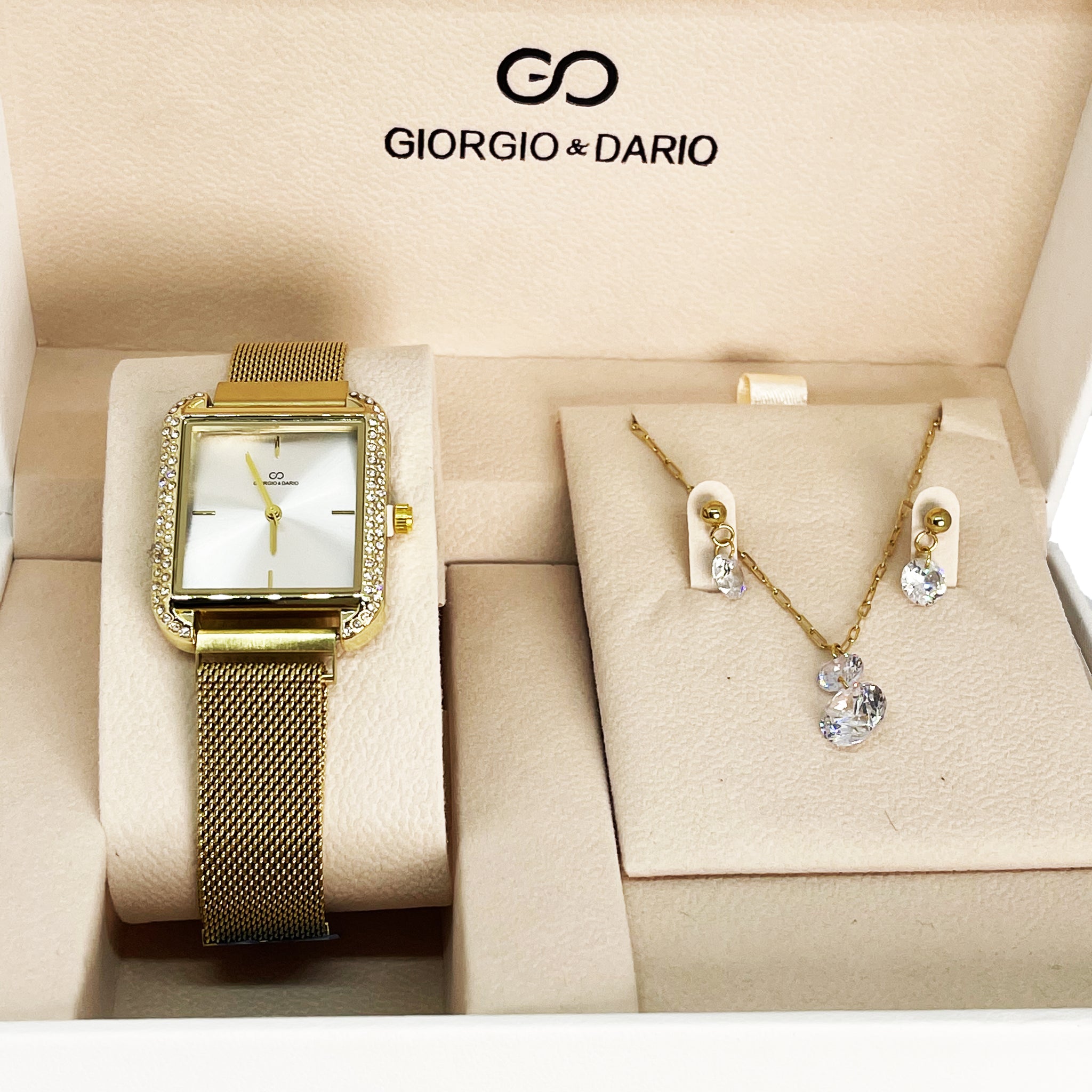 Coffret Montre Giorgio & Dario 5995 avec Collier et Boucles d'oreilles Cristaux