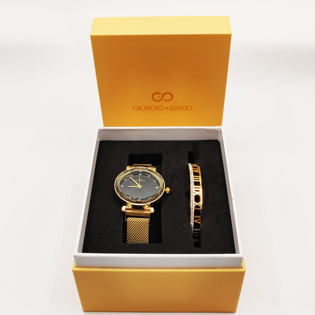 Coffret Montre Giorgio & Dario 6135 avec Bracelet Rigide Romain Cristaux