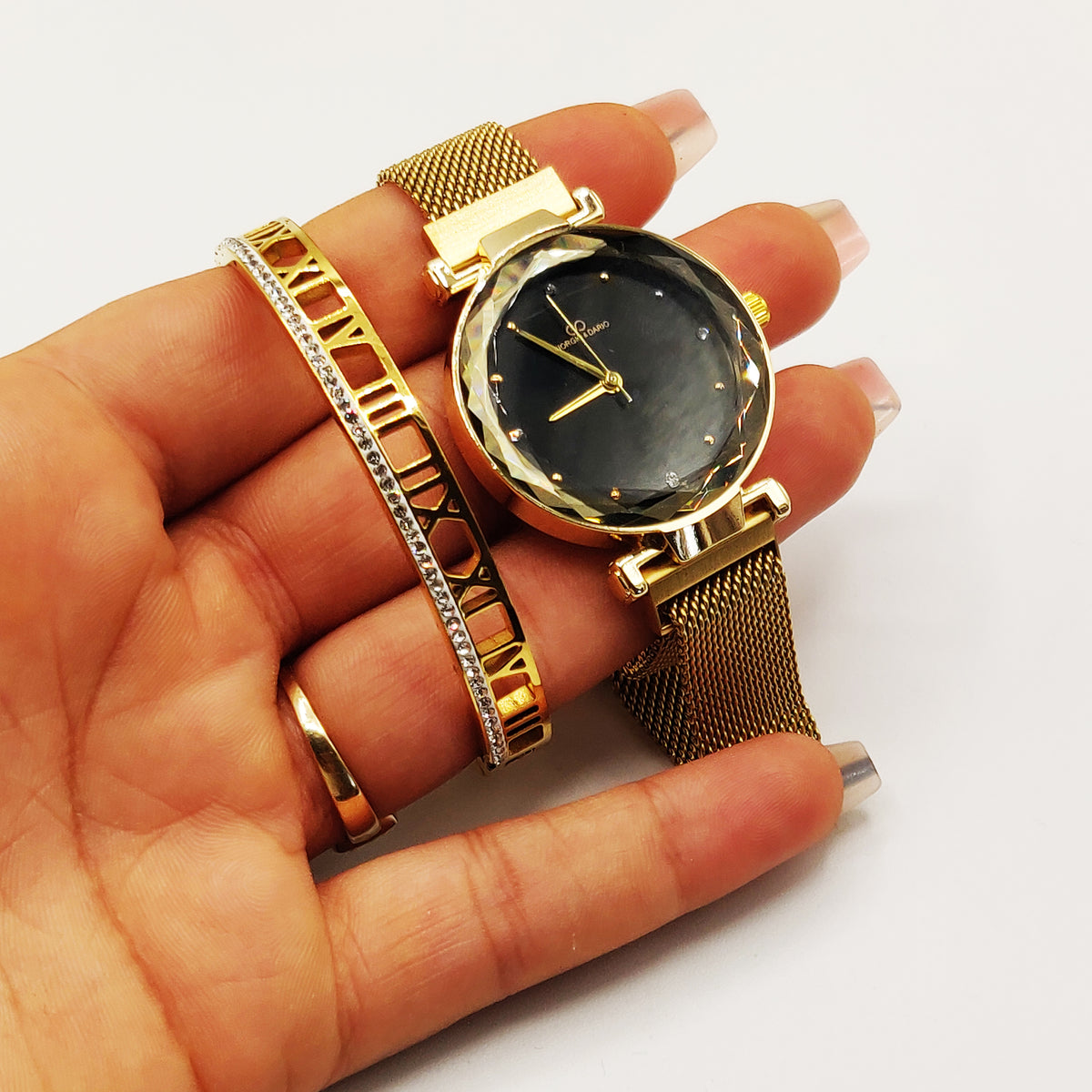 Coffret Montre Giorgio & Dario 6135 avec Bracelet Rigide Romain Cristaux