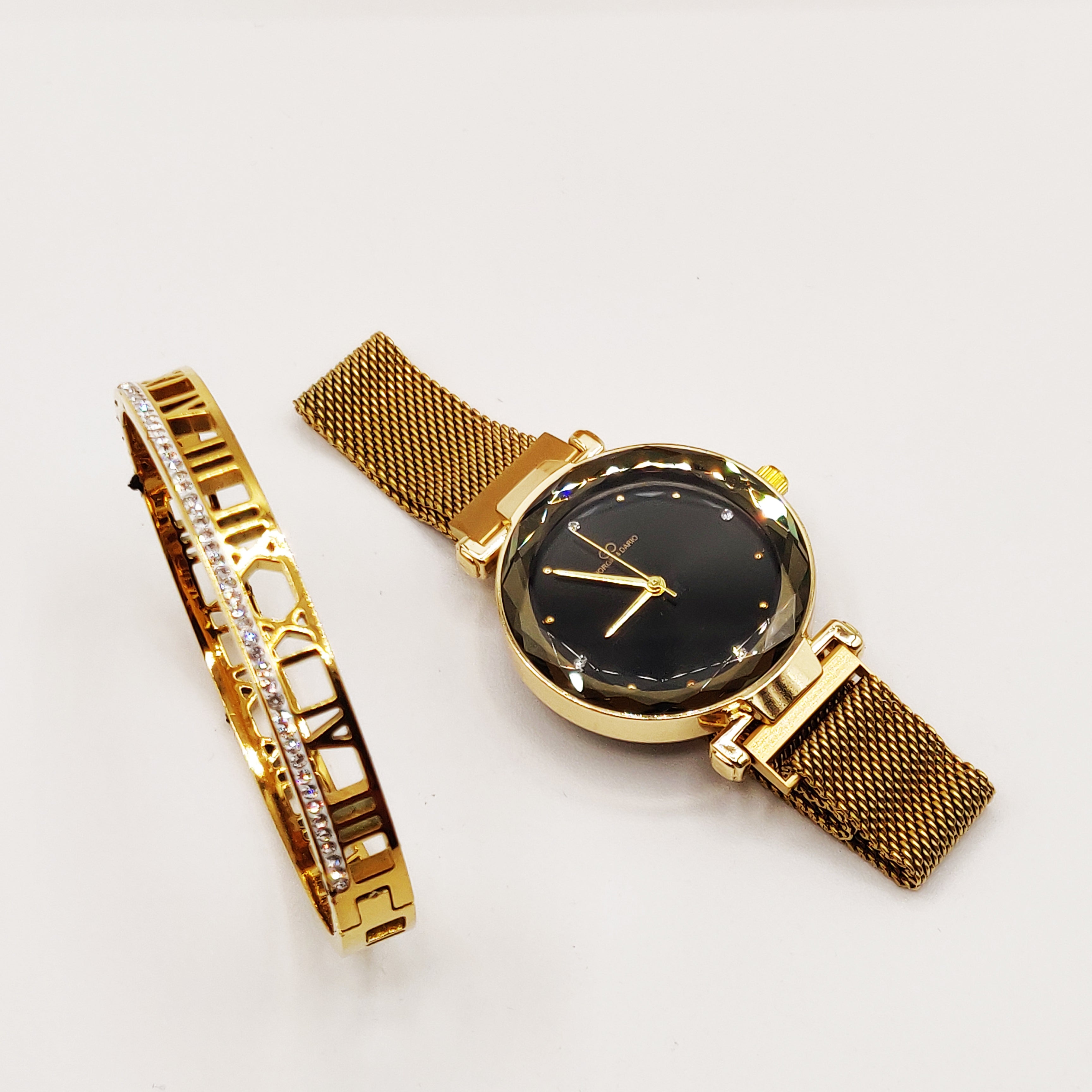 Coffret Montre Giorgio & Dario 6135 avec Bracelet Rigide Romain Cristaux