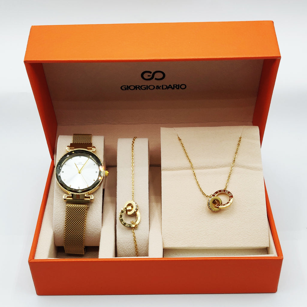 Coffret Montre Giorgio & Dario 6135 avec Collier et Bracelet Romain Cercle