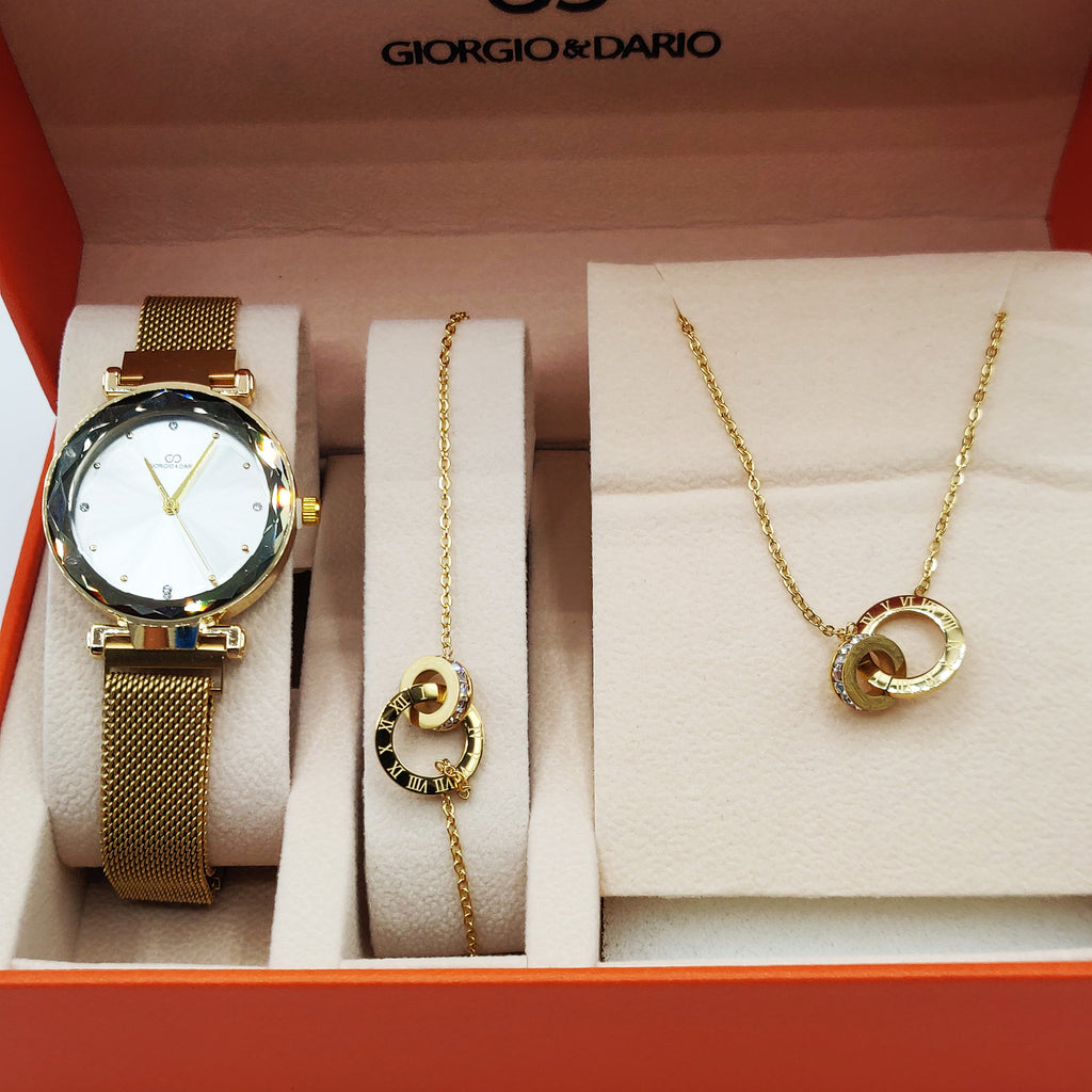 Coffret Montre Giorgio & Dario 6135 avec Collier et Bracelet Romain Cercle