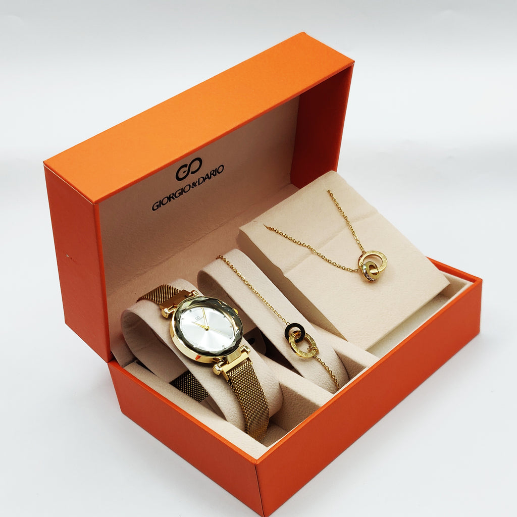 Coffret Montre Giorgio & Dario 6135 avec Collier et Bracelet Romain Cercle