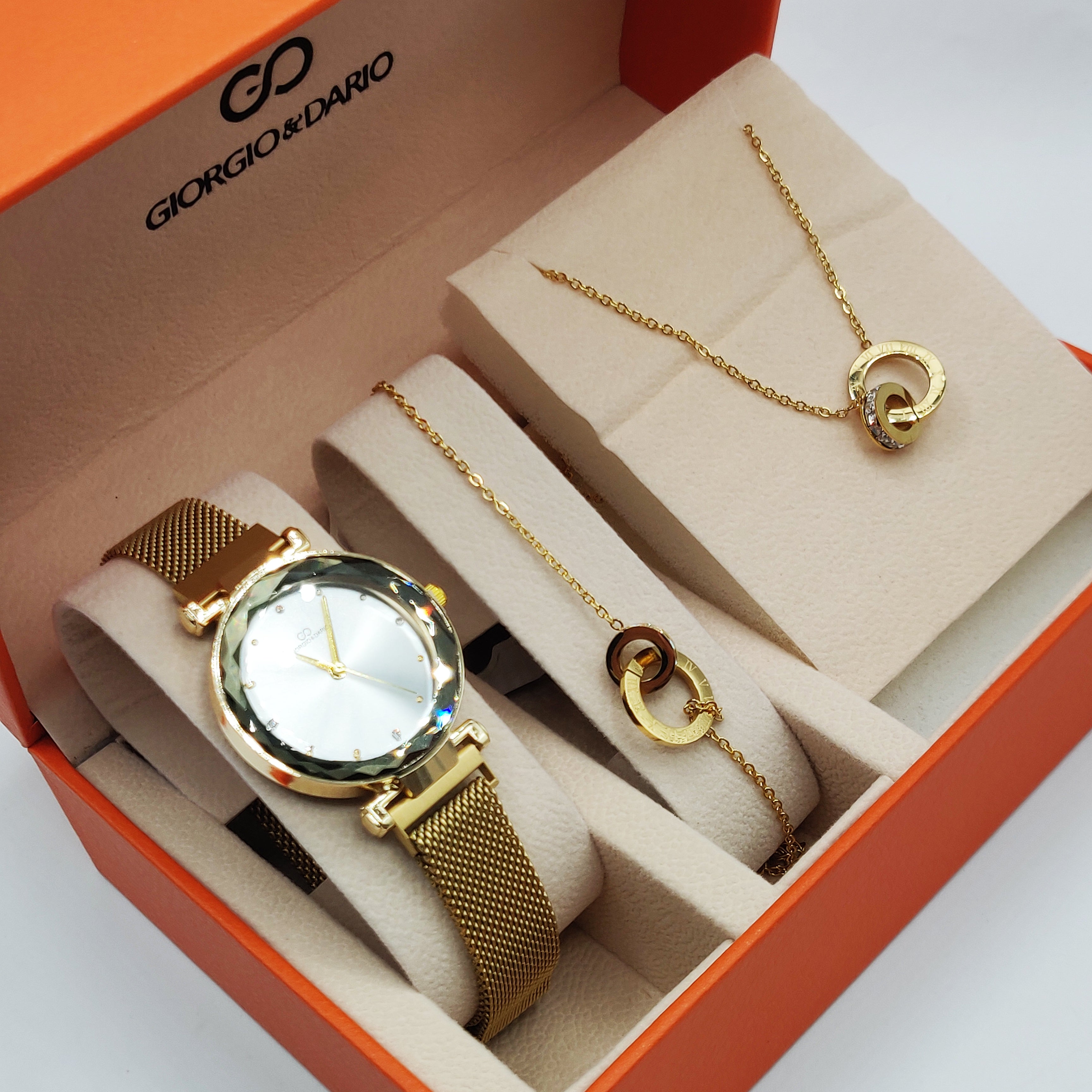 Coffret Montre Giorgio & Dario 6135 avec Collier et Bracelet Romain Cercle