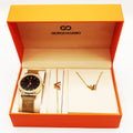 Coffret Montre Giorgio & Dario 6314 Fond Noir avec Collier et Bracelet Double V Luxe
