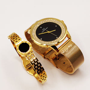 Coffret Montre Giorgio & Dario 6357 Fond Noir avec Bracelet Rigide Chaîne Romain