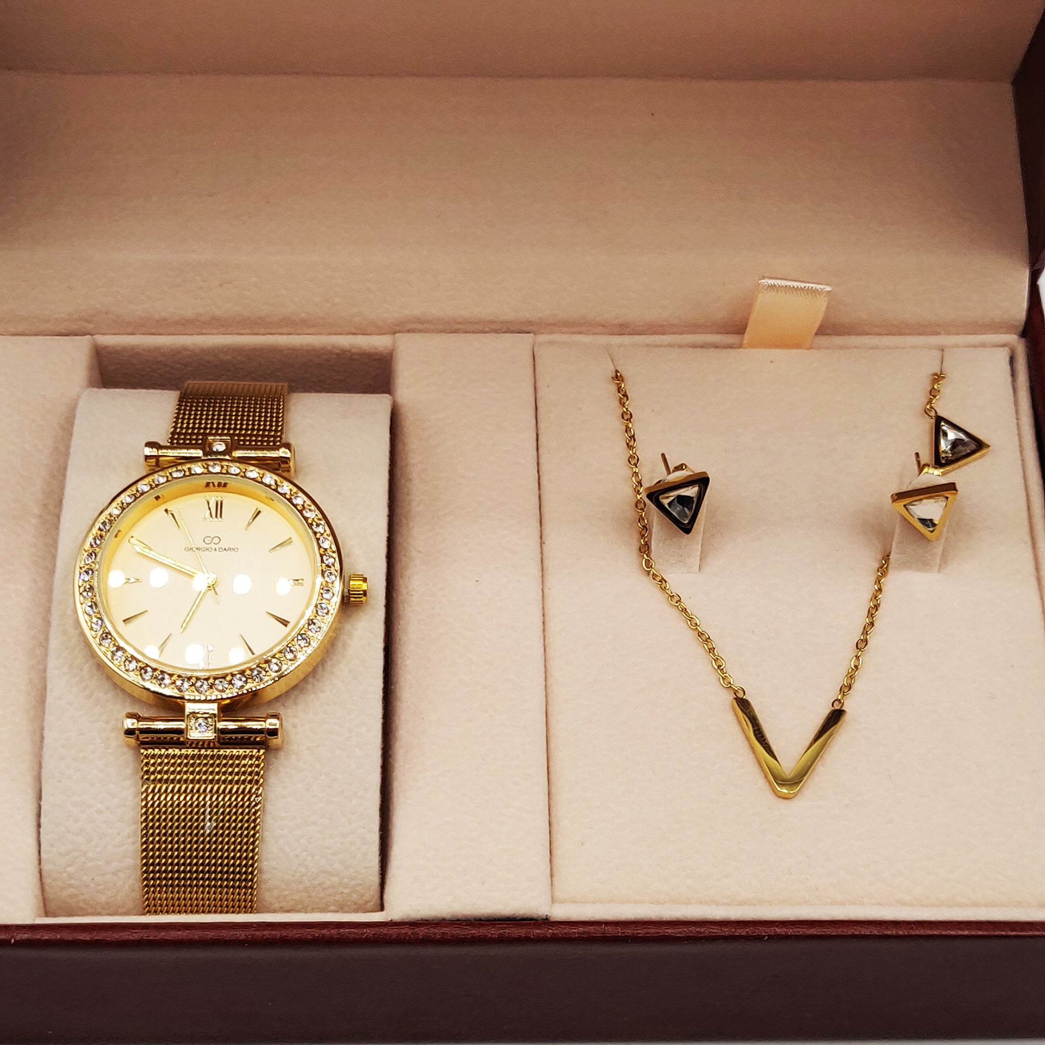 Coffret Montre Giorgio Dario GDM200742 avec Collier et Boucles d