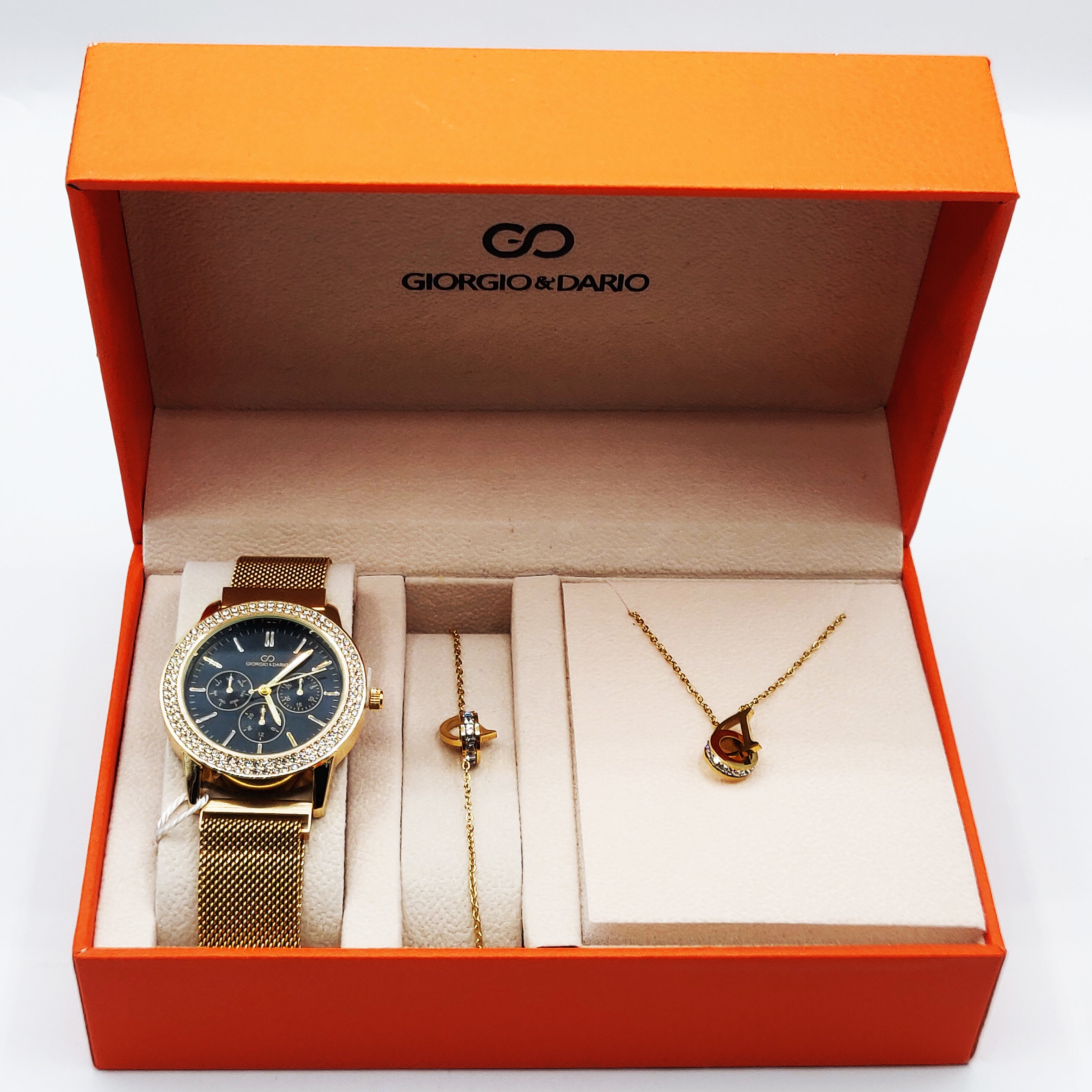 Coffret Montre Giorgio & Dario EU5944 Fond Noir avec Collier et Bracelet D Luxe