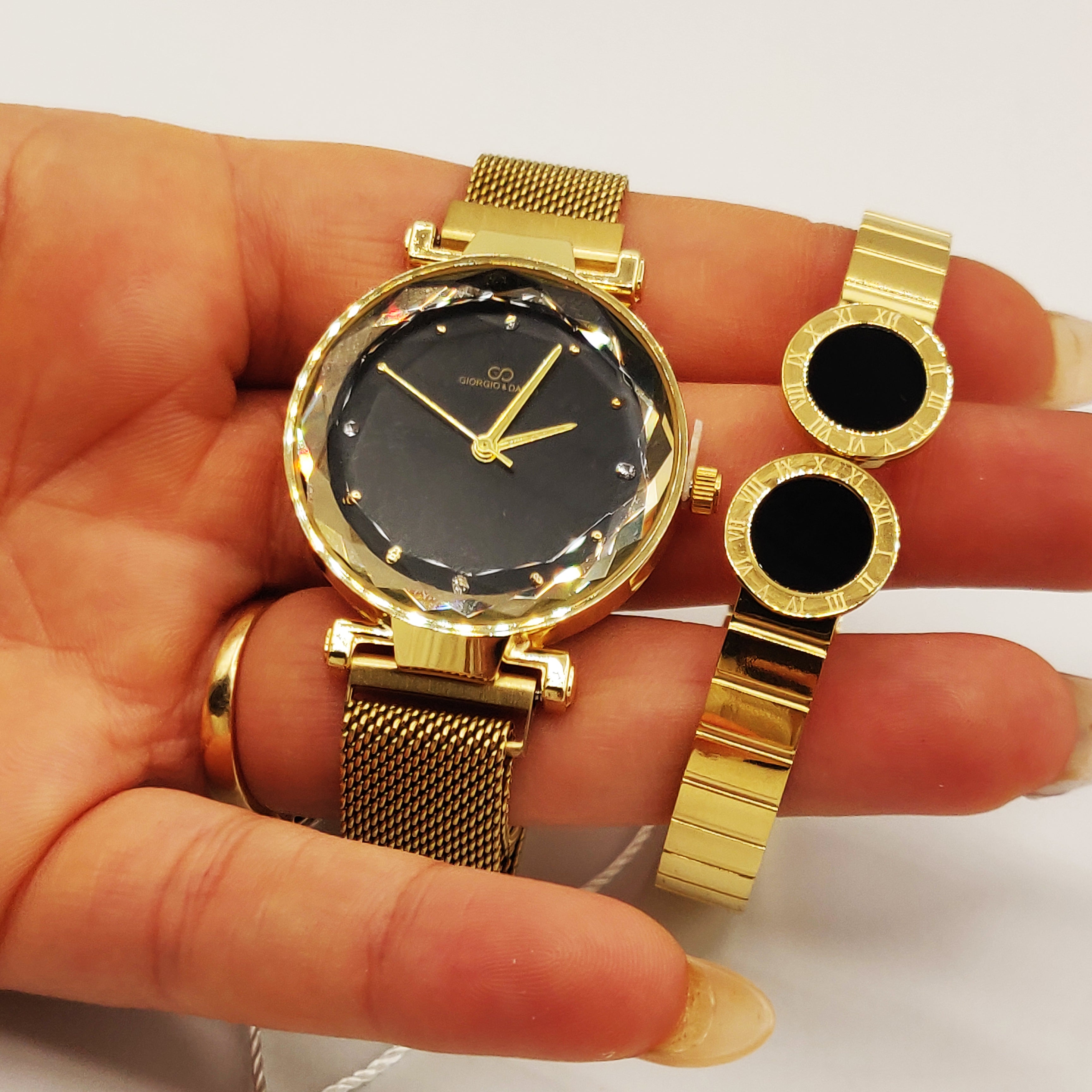 Coffret Giorgio & Dario EU6135 Fond Noir avec Bracelet Rigide Romain Double
