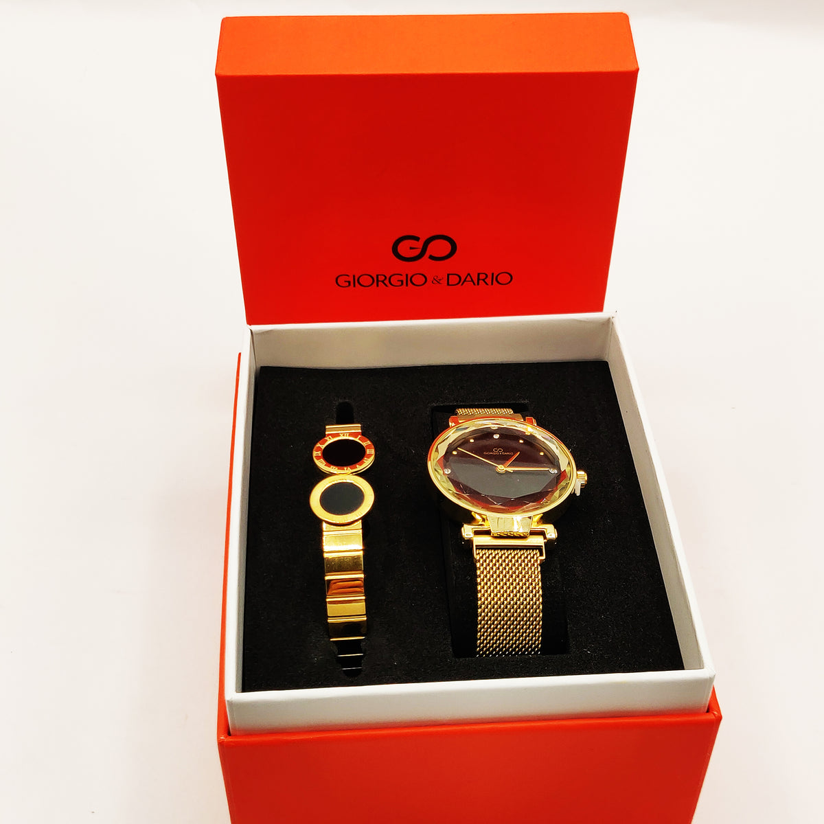 Coffret Giorgio & Dario EU6135 Fond Noir avec Bracelet Rigide Romain Double