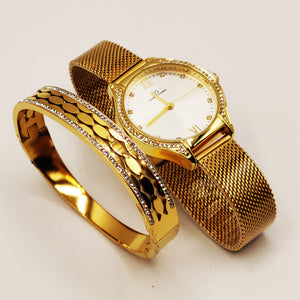 Coffret Montre Giorgio & Dario EU6336 Fond Blanc avec Bracelet Rigide Chic Ovales Luxe