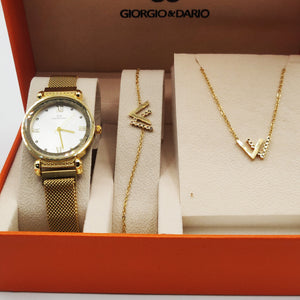 Coffret Giorgio & Dario EU6408 Fond Blanc avec Collier et Bracelet Double V