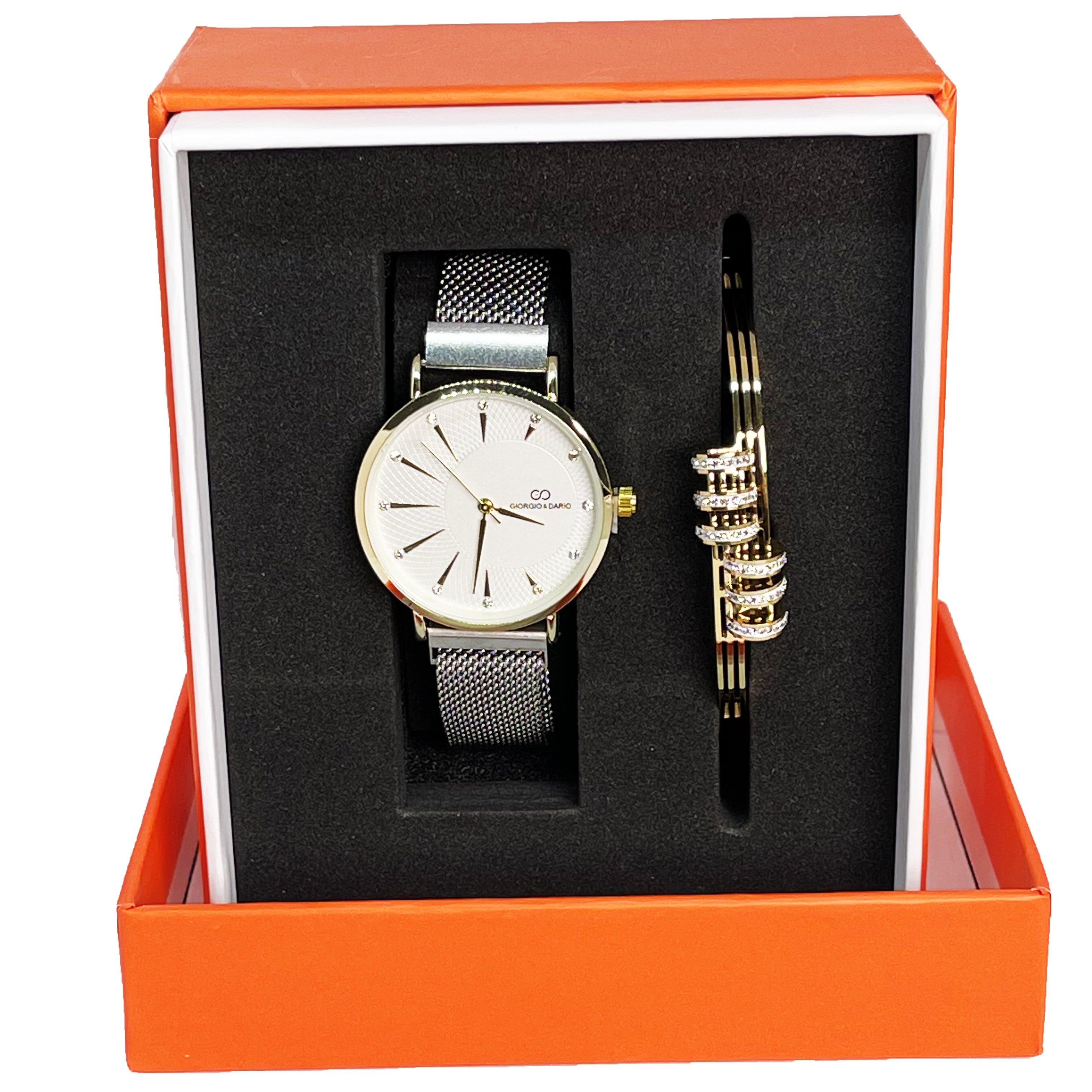 Coffret Montre Giorgio & Dario GDM200726 avec Bracelet 6 Cercles Cristaux